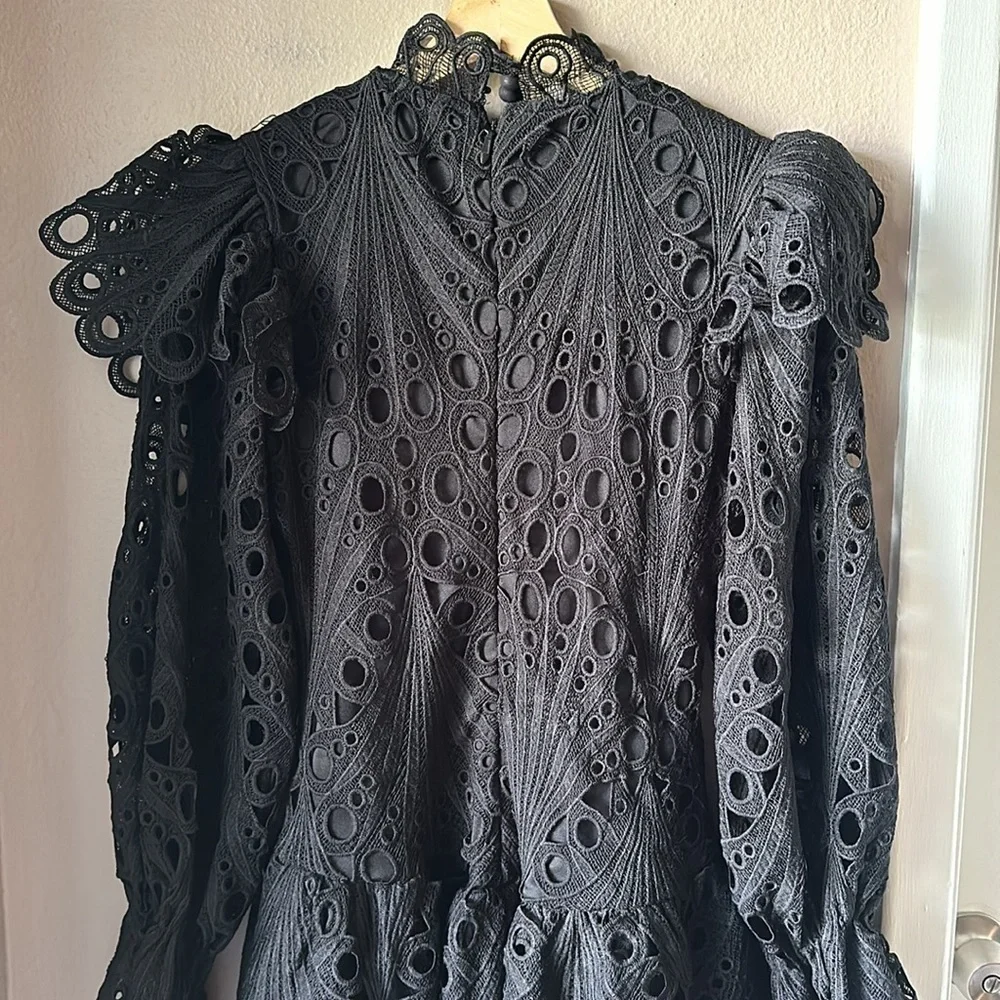 THE SANG Black Long Sleeve Mini Dress - Picture 6 of 9